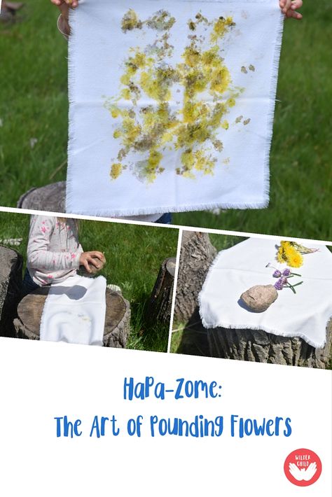 Hapa-zome art technique - pound some flowers with the kids! Smashing Things, Hapa Zome, Pounded Flowers, Flower Pounding, Art Activity For Kids, Leaf Dyeing, India Flint, Homeschool Projects, Rain Painting