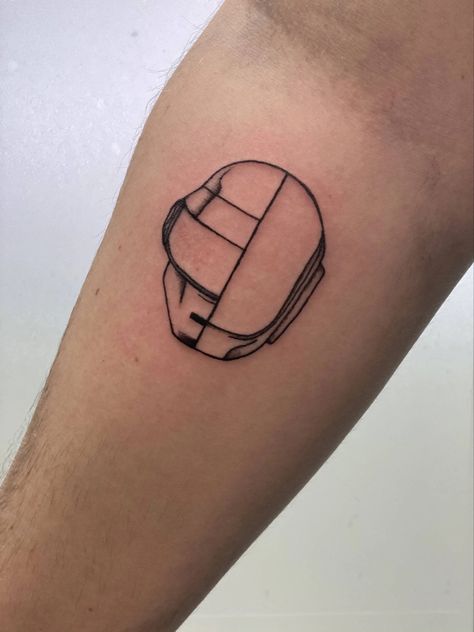 Daft Punk Tattoo, Mission Tattoo, Punk Tattoo Ideas, Daft Punk Helmet, Tattoo 2024, Helmet Tattoo, Punk Tattoo, Religious Tattoos, Back Of Shoulder Tattoo