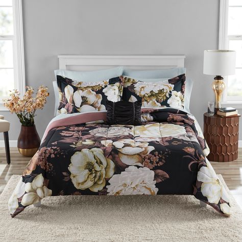 Free 2-day shipping. Buy Mainstays Black Floral Bed in a Bag Coordinated Comforter Bedding Set, Queen at Walmart.com Black Comforter Sets, Rose Comforter, Queen Size Comforter Sets, Black Comforter, Floral Comforter Sets, Floral Bedding Sets, Floral Comforter, Comforter Bedding Sets, Master Bed