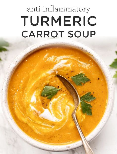 Homemaker Recipes, Carrot Soup Recipes, Carrot Ginger Soup, Ginger Soup, Gut Healing Recipes, Turmeric Recipes, Simply Quinoa, Salad Pasta, Ginger Turmeric