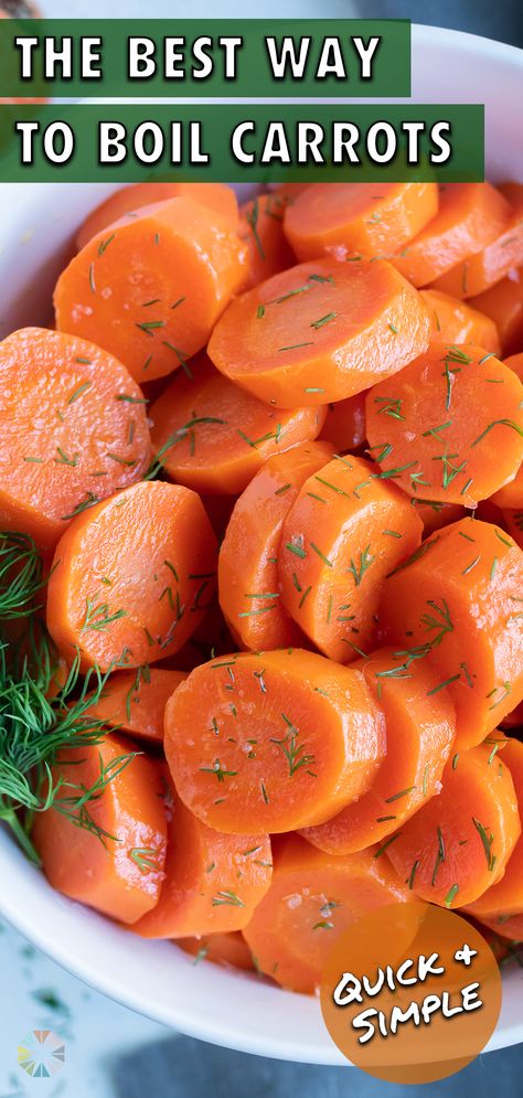 Boiled Carrots are an easy and delicious side dish that everyone will enjoy! Sliced carrots are boiled on the stove until perfectly tender and naturally sweet. Serve with fresh herbs for a vegan, gluten-free, whole30, and Paleo side dish for your next weeknight dinner or Holiday meal! #carrots #sidedish #whole30 #paleo Boiled Carrots Recipe, Easy Carrot Recipes, Colored Carrots, Orange Vegetables, Brown Sugar Carrots, Carrot Recipes Side Dishes, Boil Carrots, Sugar Carrots, Carrots Side Dish