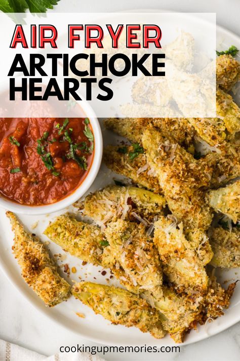 Air Fryer Artichoke Hearts can be made in less than 15 minutes! Baked crispy with seasoned breadcrumbs and parmesan cheese, you're sure to love them! They make a delicious appetizer and have become one of my favorite recipes to serve for a last-minute entertaining! #airfryerrecipes #airfryer #lowcarb #artichokehearts #artichokeheartsreciepe #lowcarbrecipes Air Fryer Artichoke Hearts, Air Fryer Artichoke, High Protein Dishes, My Favorite Recipes, Quick And Easy Appetizers, Homemade Marinara, Artichoke Hearts, Air Frying, Quick Dinner Recipes