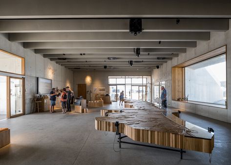 Thy National Park Visitor Center / LOOP Architects | ArchDaily Visitor Center Interior, Visitor Center Architecture, Visitor Center Design, Barn Interior Design, Centre Parks, Wooden Window Frames, Center Park, Barn Interior, Architectural Competition