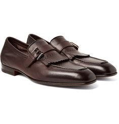 Santoni - Burnished-Leather Kiltie Loafers Kiltie Loafers, Mens Designer Loafers, Footwear Fashion, Leather Artisan, Men's Loafers, Man Style, Handcrafted Leather, Mr Porter, Loafers Men