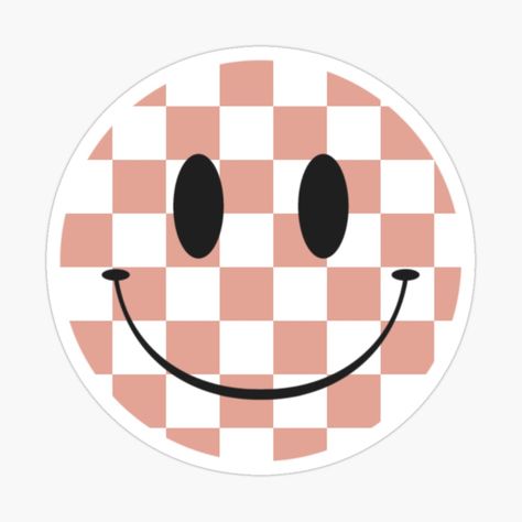 Checker Smiley Face, Checkered Smiley Face, Smiley Face Sticker, Retro Stickers, Wallpaper Iphone Boho, Sticker Retro, Pink Checkered, Scrapbook Stickers Printable, Stickers Printable