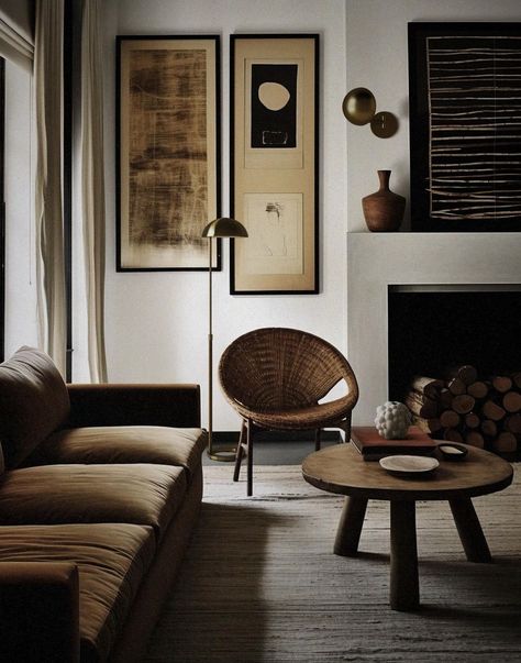 Lemieuxetcie New York Studio Apartment Aesthetic, Brown Interiors, Soho House Berlin, Organic Modern Living Room, Blown Glass Lighting, Rustic Homes, Artisanal Design, Mcm Design, Versatile Furniture