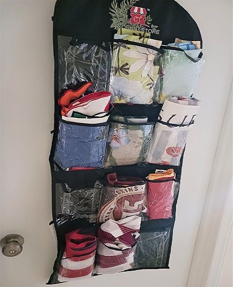 Decorative Garden Flags Hanging Storage Organizer Flag Storage Ideas, Garden Flag Organization, Hanging Toy Storage Metal Buckets, Functional Nylon Storage Bags, Storage Bags For Hanging Clothes, Flag Hanging, Closet Rod, Vertical Storage, Neat And Tidy