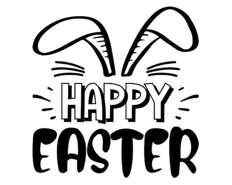 Happy easter lettering with bunny ears. ... | Premium Vector #Freepik #vector #happy-easter-day-card #easter-svg #easter-logo #easter-clip-art Happy Easter Lettering, Easter Lettering, Pom Pom Bunnies, Googley Eyes, Easter Svg Files, Bunny Cupcakes, Bunny Silhouette, Budget Crafts, Bunny Face