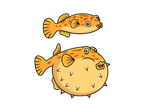 Cute puffer fish cartoon | Premium Vector #Freepik #vector #water #nature #character #cartoon Puffer Fish Illustration, Puffer Fish Cartoon, Puffer Fish Art, Cute Puffer Fish, Big Eyed Fish, Nature Character, Underwater Cartoon, Fish Cartoon, Animal Outline