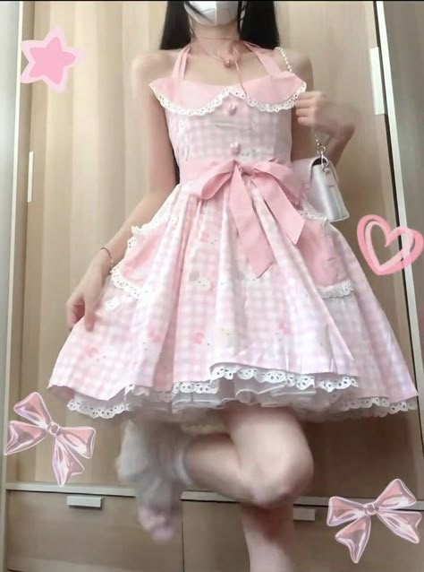 Cutecore Dress, Kawaiicore Outfits, My Melody Cosplay, Puffy Pink Dress, Light Pink Outfit, Idol Dress, Lolita Outfit, Dress Kawaii, Kawaii Coquette