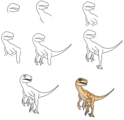 8 Easy Steps To Create A Raptor Drawing – How To Draw A Raptor Raptor Drawing, Easy Dinosaur Drawing, Raptor Dinosaur, Dinosaur Sketch, Drawing Lessons For Kids, Dinosaur Drawing, Demon Art, Sketches Easy, Light And Dark