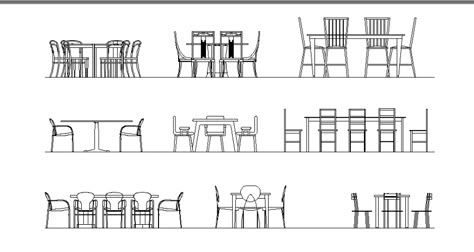 Dining area furniture multiple dining table cad blocks details dwg file Dining Table Section Drawing, Dining Room Elevation, Dining Table Elevation, Dining Table Drawing, Furniture Elevation, Bohemian Style Interior Design, Table Sketch, Cafeteria Table, Black Room Decor