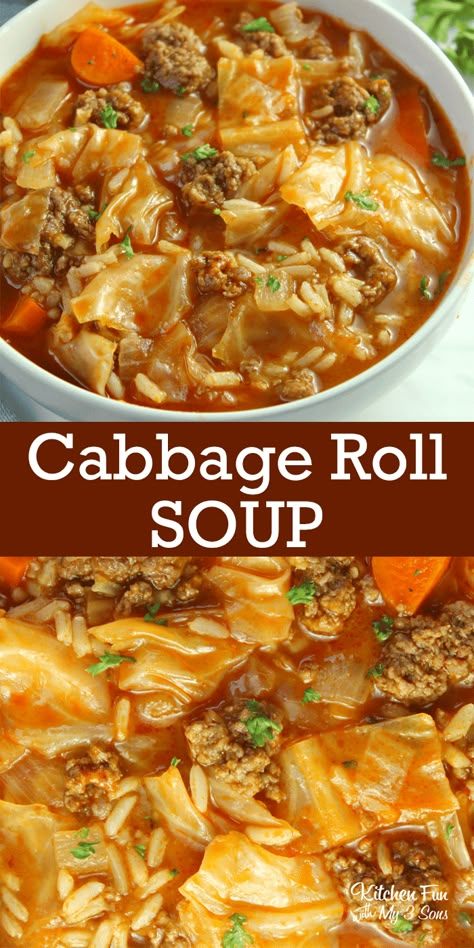 Cabbage Soup With Pork, Cabbage And Pork Soup, Pork And Cabbage Soup, Crockpot Cabbage Roll Soup, Cabbage Roll Soup Recipe, Unstuffed Cabbage, Cabbage Roll Soup, Cabbage Roll, Cabbage Soup Recipes