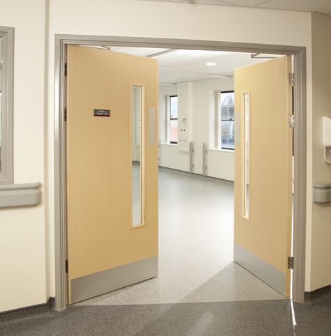 Double fire doors Hospital Door Design, Interior Shop Display, Medical Office Decor, Fire Rated Doors, Hospital Door, Interior Shop, Hospital Interior, Double Door Design, Office Cubicle