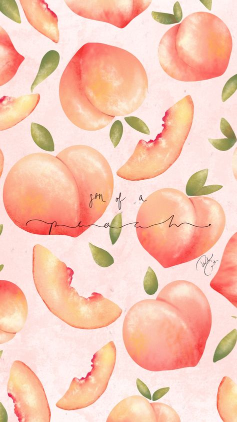 Peachy puns: digital art  IG: @heartofphoebe #digitalart #procreate #ipadproart #peach #illustration #fruitart #drawings #digitalpainting #iphonewallpaper #wallpaper #puns Frühling Wallpaper, Wallpaper Estetika, L Wallpaper, Wallpaper Homescreen, Peach Wallpaper, Peach Aesthetic, Peach Art, Fruit Wallpaper, Aesthetic Desktop Wallpaper