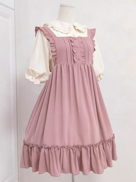 Frock Styles, Jsk Dress, Button Decor, Sisters Dress, Old Fashion Dresses, Jumper Skirt, Kawaii Fashion Outfits, Sweet Lolita, Kawaii Clothes