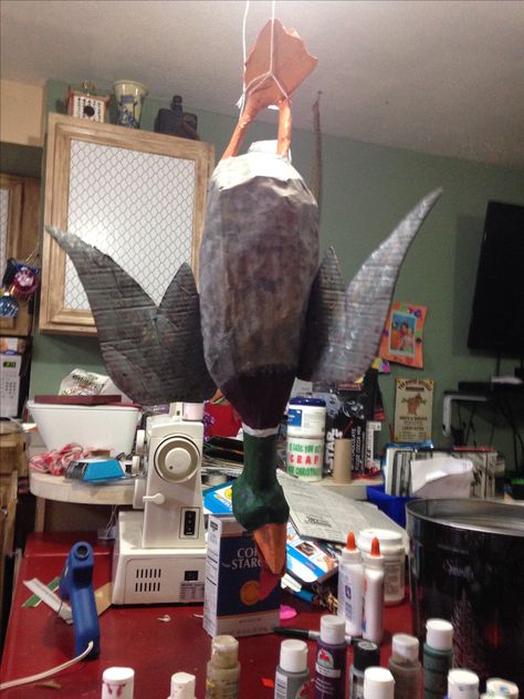 Duck hunting piñata Duck Pinata, Duck Hunting Valentines Boxes, Duck Blind Birthday Party, Duck Hunting 1st Birthday, Duck Hunting Party, Duck Hunting Birthday, Duck Hunting First Birthday, Hunter Theme Party, Duck Hunting Birthday Party