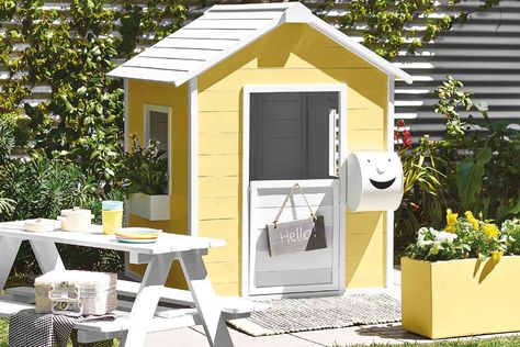 Give your kids’ cubby house a fabulous facelift for summer Cubby House Colour Ideas, Kids Cubby House, Cubby House Ideas, Cubby Ideas, Lemon Delight, Kids Cubby, Dulux Weathershield, Kids Cubby Houses, Kids Cubbies