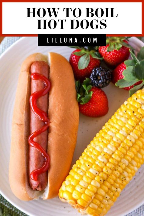 Learn how to boil hot dogs for the fastest and easiest way to cook for a crowd or for your family dinner. You will love it! #hotdogs #stovetoprecipe #dinner #potluckrecipe #bbqrecipes Boil Hot Dogs, Boiled Hot Dogs, Ground Beef Breakfast, Chicken Caesar Salad Recipe, Cinnamon Roll French, Homemade Naan Bread, Cinnamon Roll French Toast, Hot Dog Toppings, Beef Hot Dogs