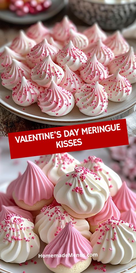 Indulge in the sweetness of Valentine’s Day with these airy meringue kisses! Perfect for sharing love and joy. 💕🍬 #ValentinesTreats #MeringueRecipe #DessertIdeas #HomemadeGoodness #PinterestFood Meringue Kisses Recipe, Meringue Recipe, Meringue Kisses, Refreshing Desserts, Meringue Cookies, Homemade Valentines, Gel Food Coloring, Soup Dinner, Silicone Baking Mat