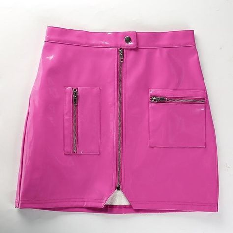 Leather Pink High Waist Skirt (105 BRL) ❤ liked on Polyvore featuring skirts, pink skirt, real leather skirt, leather skirts, pink leather skirt and knee length leather skirt Pink Leather Skirt, Streetwear Skirt, Pencil Skirt Fashion, Mini Skirt Party, Pu Leather Skirt, Zippers Fashion, Cheap Skirts, Leather Skirts, High Waisted Pencil Skirt