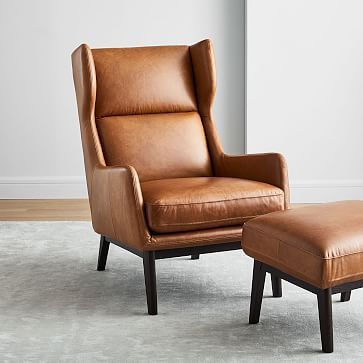 Ryder Leather Chair & Ottoman Set Leather Wing Chair, Oversized Furniture, Chair And Ottoman Set, Reading Chair, Ottoman Set, Armchair Furniture, Plywood Furniture, Furniture Hacks, Saddle Leather