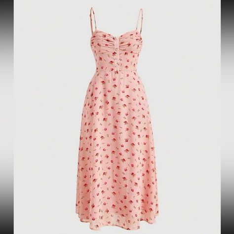 Light Pink Dress With Dainty Pink Rose Floral Print. Lined. Side Zip Closure. Not Stretchy Brand New With Tags. Love It But Too Small. Never Worn. Perfect Condition Size Small Cute Flower Dress, Flora Print Dress, Floral Pink Dress, Vestido Shein, Rose Print Dress, Ditsy Floral Dress, Light Pink Dress, Floral Cami, Ditsy Floral Print