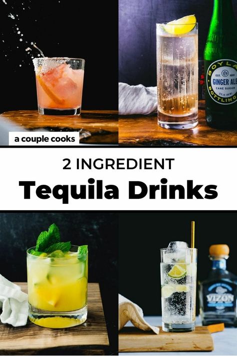 What to mix with tequila? There are loads of great mixers for this spirit that make stellar 2 ingredient tequila drinks. #tequila #whattomix #tequilamixer #tequiladrinks #2ingredient #2ingredienttequiladrinks #tequilamixers White Tequila Drinks, 2 Ingredient Tequila Drinks, Patron Silver Mixed Drinks, Vodka And Tequila Mixed Drinks, Deleon Tequila Cocktails, Orange Tequila Drinks, Dark Tequila Drinks, Tequila Drinks To Order At A Bar, Drinks With Jose Cuervo Tequila