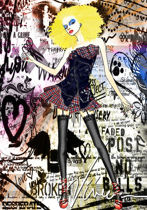 Fashion Illustration on Behance Punk Illustration, Fashion Portfolio Layout, Digital Fashion Illustration, Fashion Illustration Collage, Corel Painter, Fashion Illustration Vintage, Drawing Fashion, Punk Art, Digital Fashion