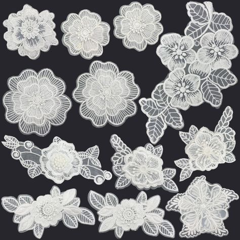 PRICES MAY VARY. 【Package Content】- One set with 12 pieces flower embroidered appliques, meet your different needs of sewing DIY craft project 【Design】- Delicate multi-layers lace embroidery on polyester voile, exquisite craftsmanship, durable and light weight, not easy to fade, look more vivid and real 【Dimension & Colors】- The embroidered patches are in assorted diameters from 6.5cm/2.56" to 20cm/7.87", and in black or white classic colors, allow you to DIY your personalized clothes or other D Wedding Dress Diy Sewing, Wedding Dress Diy, Decorating Wedding, Patches For Clothes, Diy Wedding Dress, Diy And Crafts Sewing, Flower Patch, Clothing Patches, Flower Lace