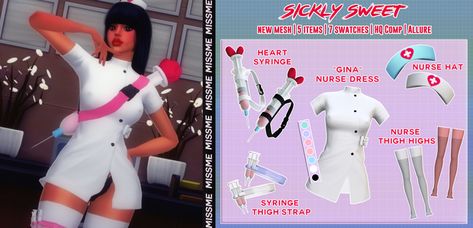 Nurse Cc Sims 4, Nurse Sims 4 Cc, Sims Halloween Costume, Nurse Halloween Costume, Texture Socks, Nurse Costume, Male Nurse, Cute Nurse, Nurse Hat