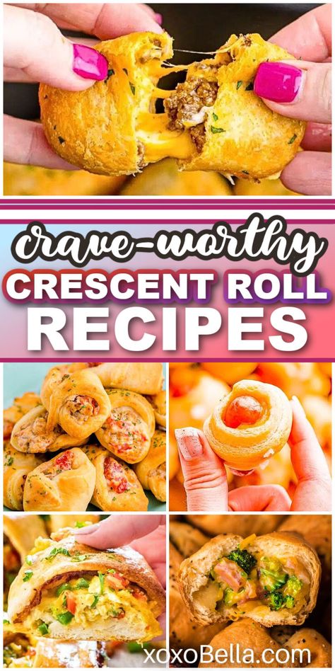 Crescent roll recipes you HAVE to try! Croissant Recipes Dinner, Crescent Roll Snacks, Crescent Roll Recipes Appetizers, Crescent Dough Recipes, Pillsbury Crescent Recipes, Easy Crescent Roll Recipes, Pillsbury Biscuit Recipes, Pillsbury Crescent Roll Recipes, Crescent Roll Recipes Dinner