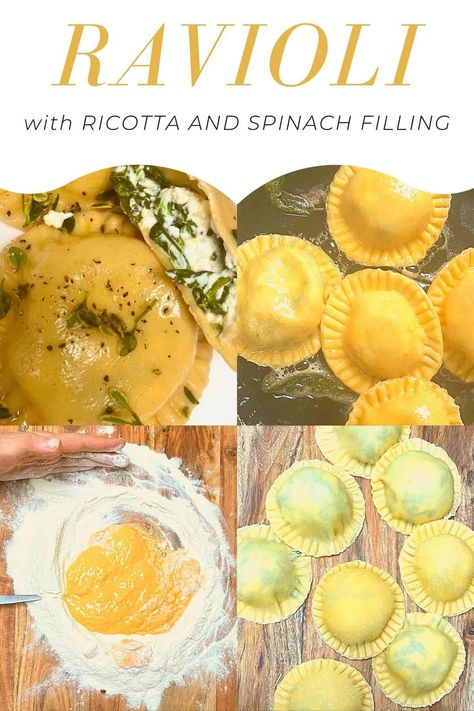 Make Ravioli, How To Make Ravioli, Ravioli Dough, Spinach And Ricotta Ravioli, Ricotta Spinach, Ravioli Filling, Spinach Ravioli, Homemade Ricotta, Ricotta Ravioli