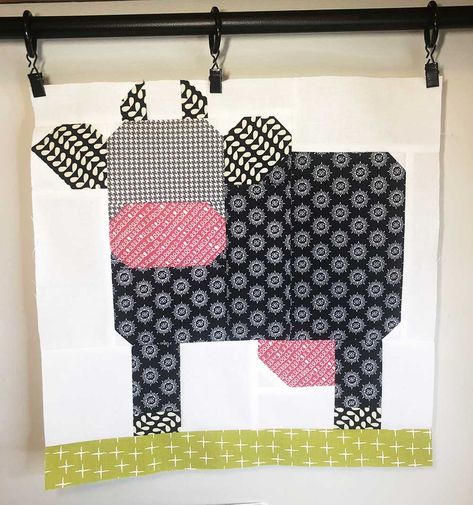 Farm Girl Vintage 2 - Milking Cow - Said With Love Cow Quilt Block, Black Cows, Cow Quilt, Milking Cow, Cat Farm, Cow Face, Quilt Block Patterns Free, Patchwork Quilt Patterns, Sampler Quilt