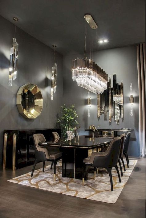 Find Cozy Modern Dining Room Design And Decor Ideas That Make More Suitable Lifestyle  #diningroom #diningroomdecor #diningroomdesign #diningroomfurniture #diningroominspo Contemporary Dining Room Design, Luxury Dining Tables, Interior Design Minimalist, Decor Eclectic, Small Kitchens, Dining Room Interiors, Luxury Dining Room, Elegant Dining Room, Contemporary Dining Room