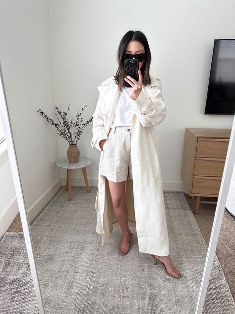 Silvia Linen Trench Coat curated on LTK Linen Trench Coat Outfit, Off White Trench Coat Outfit, Linen Trench Coat, Summer Trench Coat Outfit, White Trench Coat Street Style, Ivory Trench Coat Outfit, Off White Trench Coat, Summer Trench Coat, Linen Coat