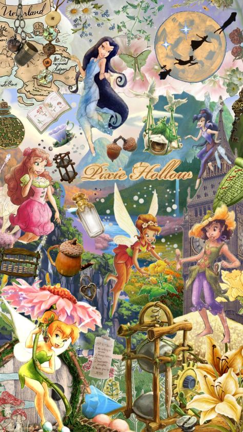 Fairytale Cottagecore, Tinkerbell Wallpaper, Disney Fairies Pixie Hollow, Cute Screen Savers, Tinkerbell Fairies, Monster High Pictures, Fairy Wallpaper, Pixie Hollow, Disney Collage