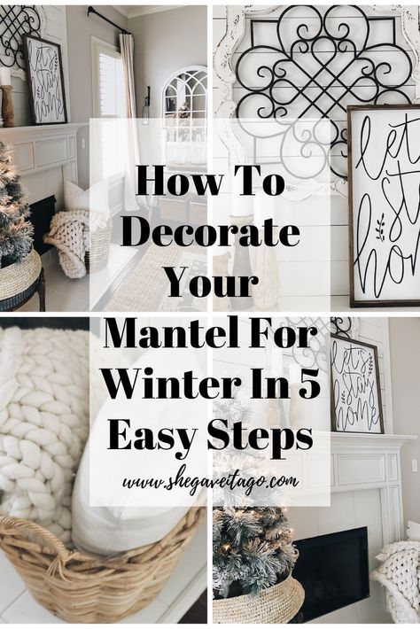 After Christmas Mantle Decor, January Mantel Ideas, Winter Mantle Ideas, Winter Mantle Decor After Christmas, Winter Mantel Decorating Ideas, January Mantle Decor, Winter Fireplace Decor, Winter Mantle Decor, Mantle Deco