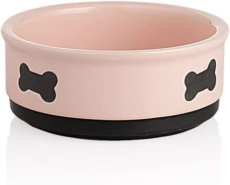 Sweejar Ceramic Dog Bowls with Bone Pattern, Dog Food Dish for Small Dogs, Porcelain Pet Bowl for Water 16 Fl Oz (Pink) *Earns commission Bone Pattern, Ceramic Dog Bowl, Dog Food Bowls, Ceramic Dog, Puppy Supplies, Dog Pin, Food Bowl, Pet Bowls, Medium Dogs