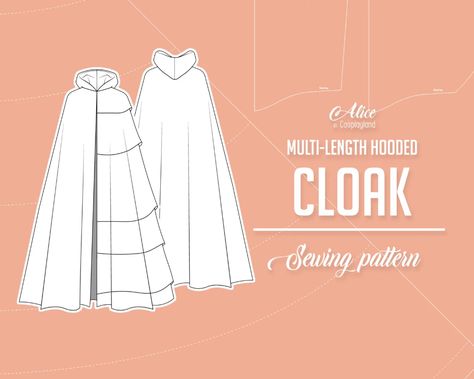 Different types of capes and cloaks | Alice in Cosplayland Types Of Capes, Larp Costume Diy, Hooded Cloak Pattern, Cloak Sewing Pattern, Cape Coat Pattern, Hooded Cape Pattern, Long Hooded Cloak, Easy Sewing Patterns Free, Cloak Pattern