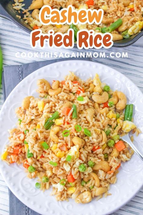 Cashew fried rice is a delicious dish that offers a perfect balance of tender rice, crunchy cashews, and an array of vegetables. Enjoy as a main course or serve as a side dish. Fried Rice With Cashews, Recipes With Cashews, Cashew Fried Rice, Cashew Rice, Veg Fried Rice Recipe, Vegetarian Fried Rice, Thai Fried Rice, Cashew Recipes, Cheesy Rice