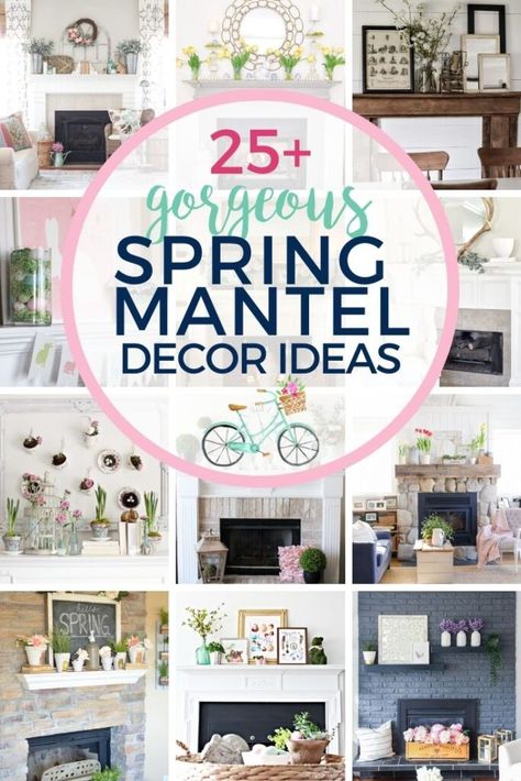 As winter melts away into a sunny and colorful spring, it’s time to display your spring mantle decor. Here are 25 amazing spring ideas for decorating a mantel! Spring Mantel Decor, Spring Mantel Decorating Ideas, Spring Mantle Decor, Fireplace Mantel Designs, Summer Mantel, Spring Mantle, Spring Mantel, Mantel Decor Ideas, Spring Living Room