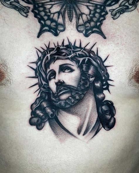 European Traditional Tattoo, Traditional Jesus Tattoo, Traditional Tiger Tattoo, Club Tattoo, Tattoo Reference, Jesus Tattoo, Tattoo Black, Honolulu Hawaii, Tattoos Ideas