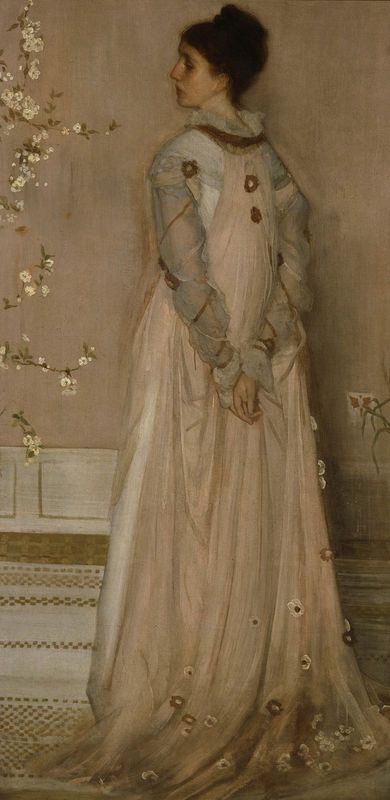 James Whistler - Frick Collection NY James Whistler, Pink Portrait, James Abbott Mcneill Whistler, Flesh Color, James Mcneill Whistler, Tea Gown, Aesthetic Dress, Aesthetic Movement, Pre Raphaelite