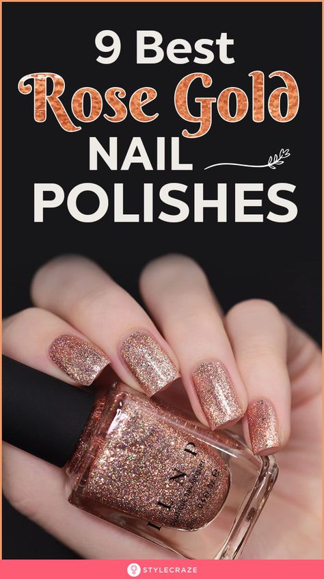 Rose Gold Short Nails, Rose Gold Pedicure, Rose Gold Nail Ideas, Rose Gold Metallic Nails, Rose Gold Manicure, Gold Toe Nails, Nails Rose Gold, Rose Gold Nails Glitter, Gold Glitter Nail Polish