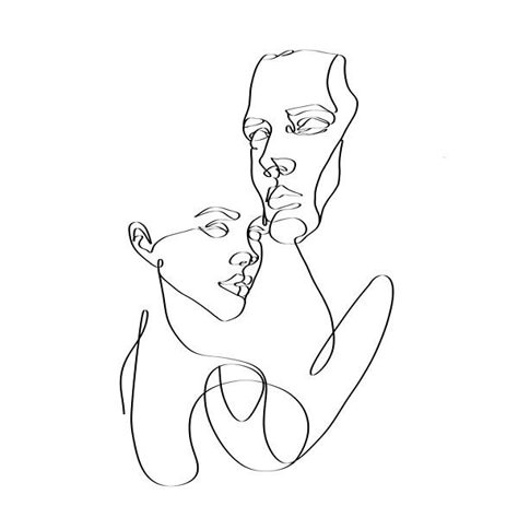 Continuous Contour Line Drawing, One Line Portrait Drawing, Love Illustration Couple Line Art, Minimal Couple Drawing, Line Art Design Couple, Line Couple Art, Male Line Drawing, Line Art Tattoos Couple, Man And Woman Line Art