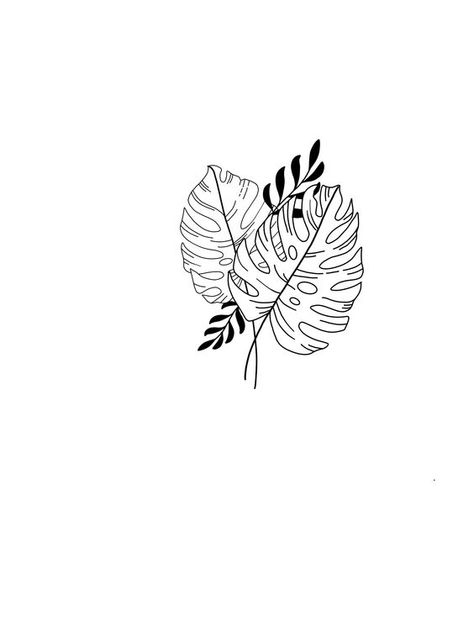 Palm Leaf Tattoo Minimalist, Monster Plant Tattoo, Montesera Plant Tattoo, Monsters Plant Tattoo, Monstera Leaf Tattoo Design, Plant Tattoo Outline, Monsters Leaf Tattoo, Calathea Tattoo, Minimal Plant Tattoo