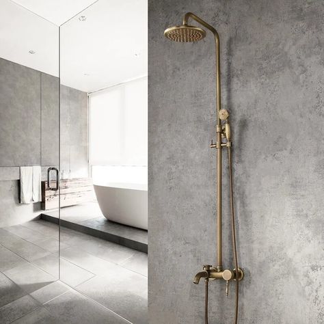 Antique brass shower fixtures