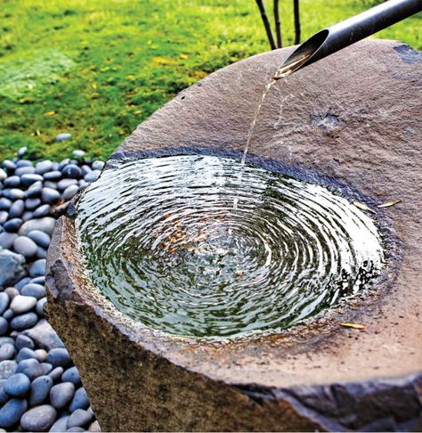 Backyard Extension, Japanese Water Feature, Shishi Odoshi, Midwest Home, Modern Fountain, Rock Fountain, Japanese Water, Stone Fountains, Extension Ideas