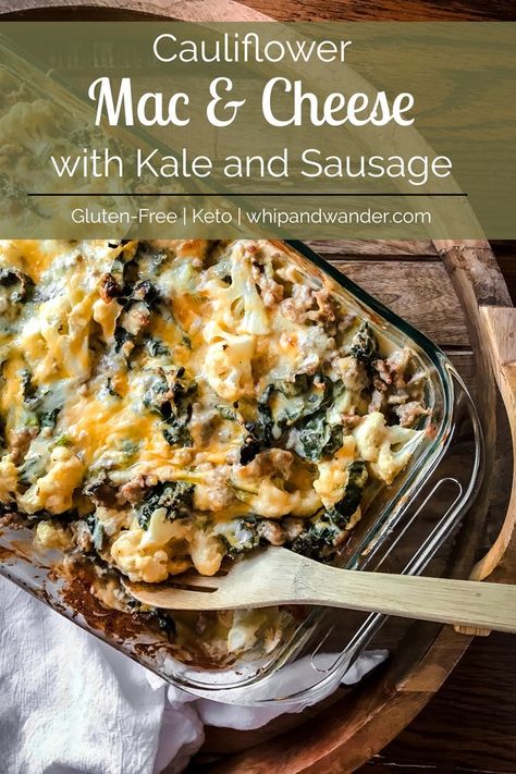 Healthy Sausage Recipes, Kale And Sausage, Keto Mac And Cheese, Cauliflower Mac And Cheese, Mac Cheese, Healthy Comfort Food, Simple Recipes, Sausage Recipes, Keto Breakfast